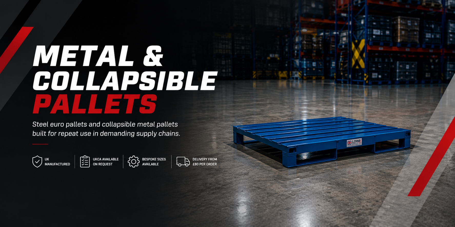 Metal & Collapsible Pallets — steel euro pallets and collapsible metal pallets built for repeat use in demanding supply chains