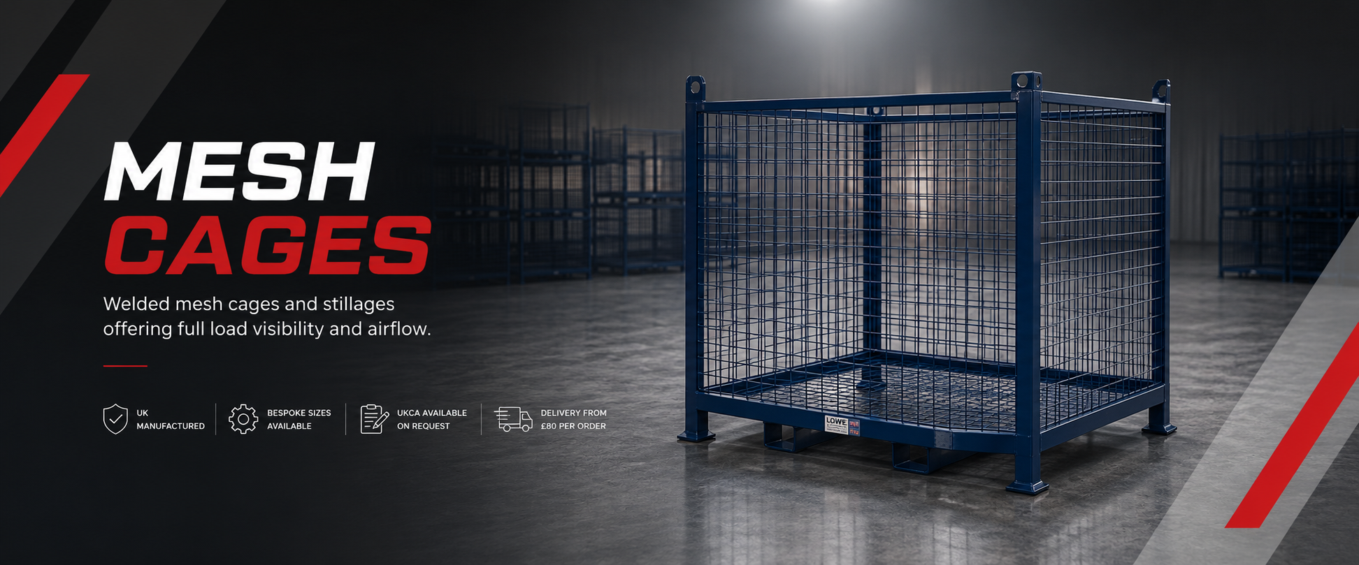 Mesh Cages — welded mesh cages and stillages offering full load visibility and airflow