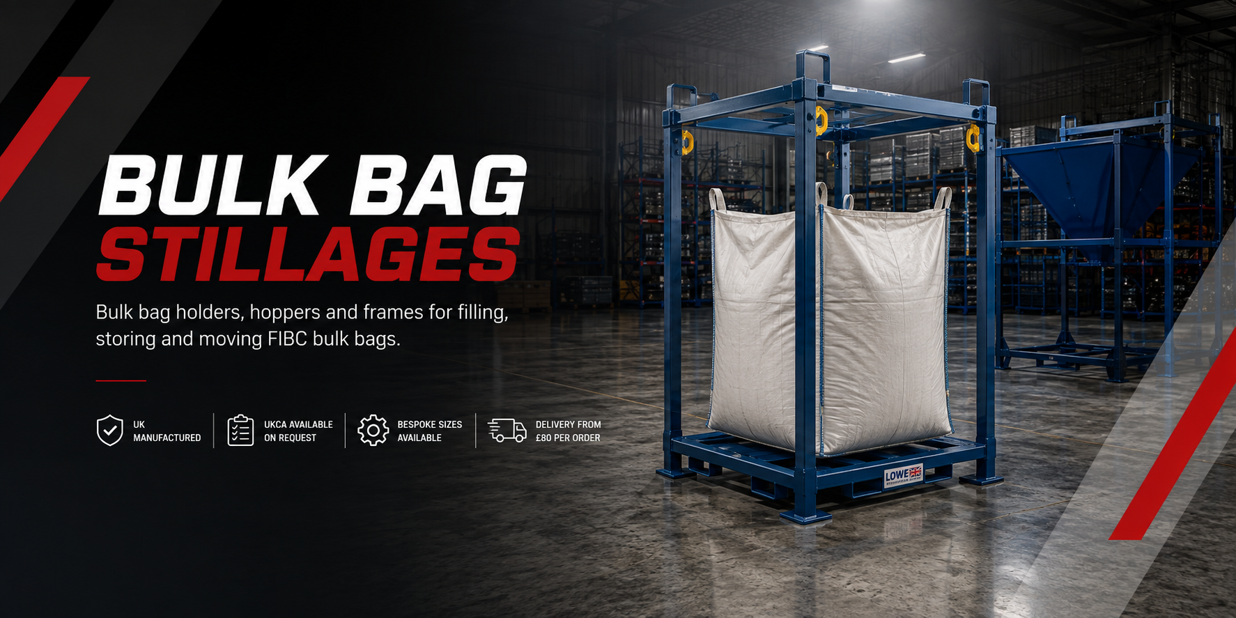 Bulk Bag Stillages — bulk bag holders, hoppers and frames for filling, storing and moving FIBC bulk bags